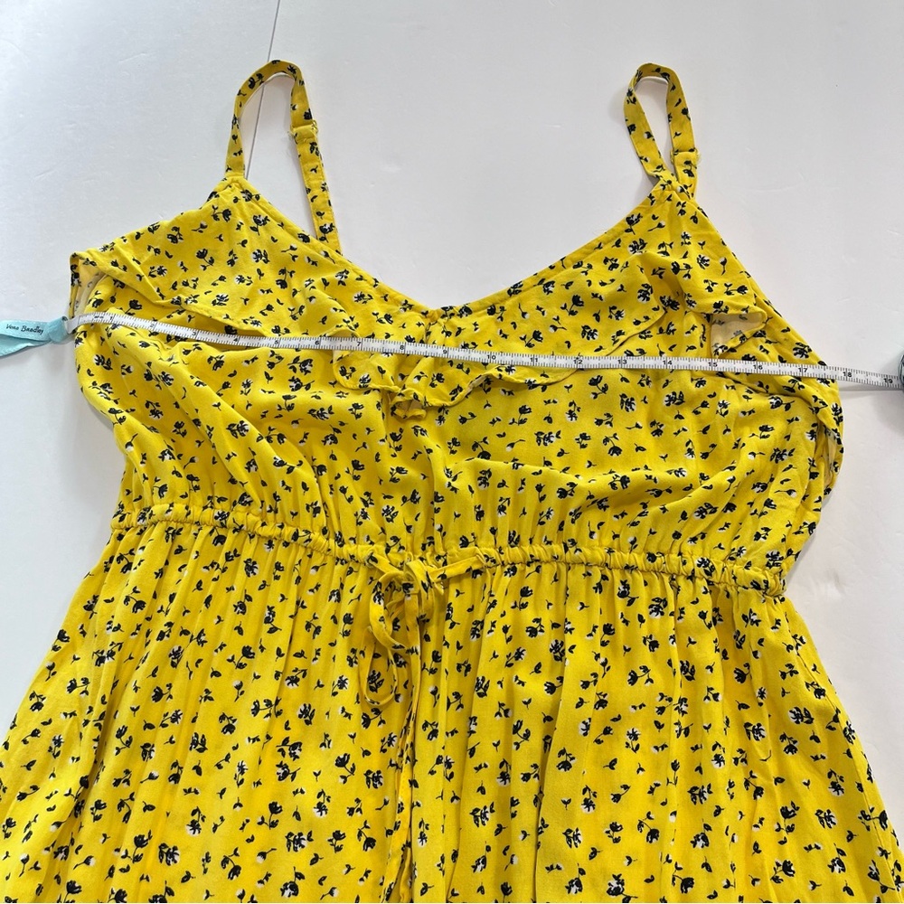 Torrid Mustard Yellow Floral Challis Ruffle V Neck Sleeveless Dress Size 1X - Picture 8 of 10